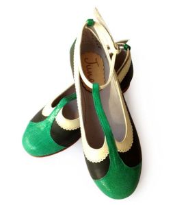 Flat Leather Green Shoes, $175; QuieroJune on Etsy